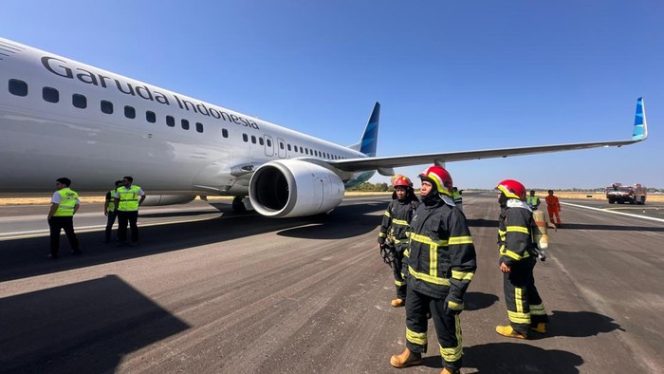 
					Ban Pecah, Pesawat Garuda GA604 Mendarat Darurat di Makassar, 156 Penumpang Selamat